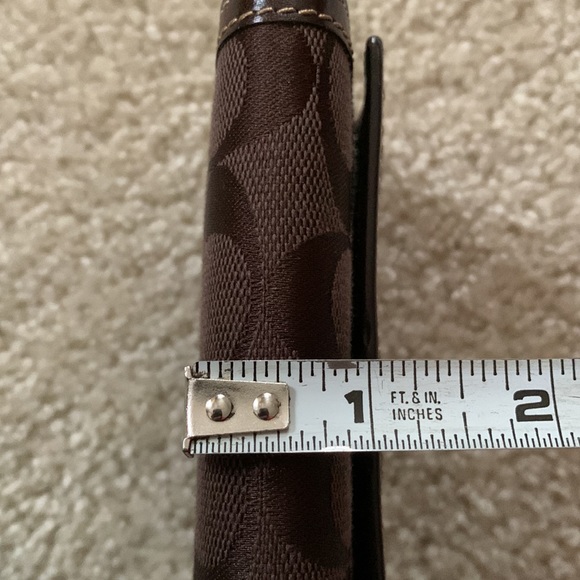 Coach Monogram Brown Canvas/Leather Wallet Coin Purse With Key Chain & Coach Box - Picture 6 of 17